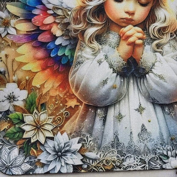 Praying Angel Colorful Wings Computer Non Slip Custom Mouse Pad - Picture 7 of 12